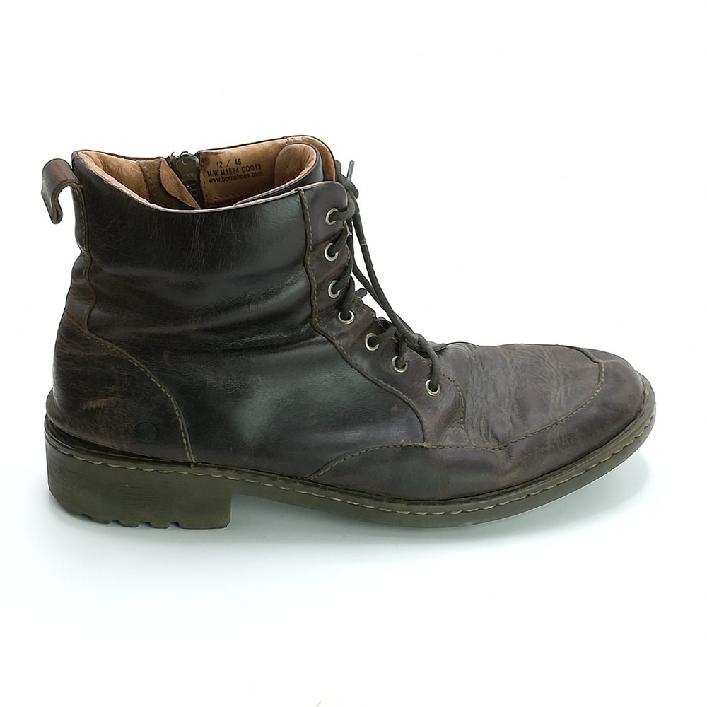 Born Boots Womens Shoes Brown Leather Lace Up Work M1584 Combat Side Zip 12